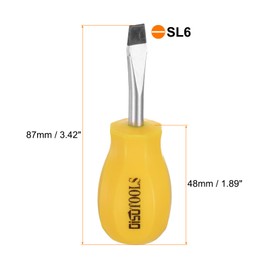 HARFINGTON SL6 Short Tip Slotted Screwdriver Stubby Magnetic Flat Head Screwdrivers CR-V Small Pocket Screwdriver for DIY Repairing, Yellow
