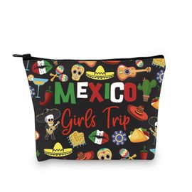 Mexico Girls Trip Gift Mexican Vacation Gift Mexico Trip Birthday Gift Mexico Bachelorette Party Gift Travel Zipper Makeup Bag (Girls Trip Mexico)