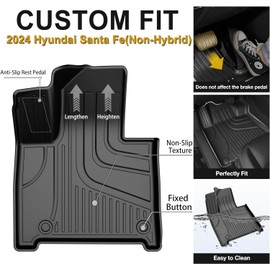 AOMSAZTO Floor Mats Fit for 2024 Hyundai Santa Fe Floor Mat TPE All Weather Floor Liner for 1st & 2nd & 3Row Full Set Car Liners Black