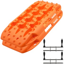 ALL-TOP Short Recovery Traction Boards, Off Road Bendable Tire Friction Tracks for Sand Mud Snow, 2PCS & Mounting Kit (3rd Gen, Orange)