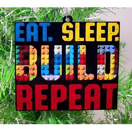 Generic Master Builders Brick Ornament - Eat, Sleep, Build, Repeat, GCCO1.122