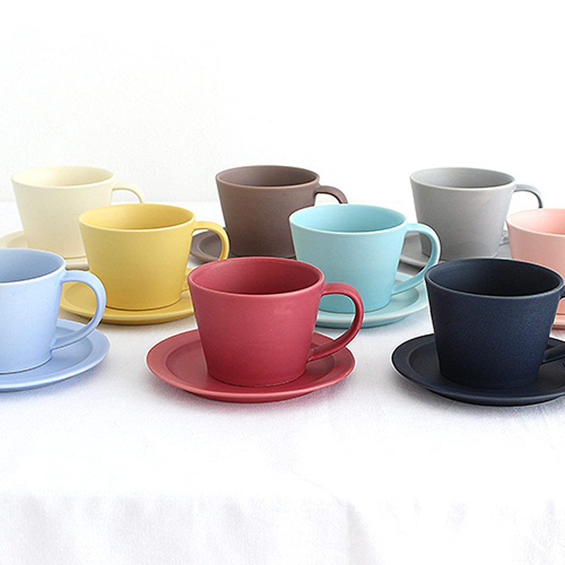 SAKUZAN Coffee Cup & Saucer, Set of 2 Same Color,