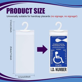 QZTYTY 2PCS Handicap Placard Holder, Disabled Parking Permit Holder, 11.6" × 5" Ultra Transparent Handicapped Placard Holder, Universal Car Accessories for Handicap Parking with Large Hanger (2PCS)
