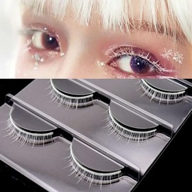 White False Eyelashes for Cosplay White False Eyelashes Natural False Eyelashes White Cartoon False Eyelashes Reusable Cartoon False Eyelashes for Halloween Cosplay Costume Party (Short)