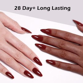 Firedeep 10ml Hema Free Gel Polish Deep Red Color Gel Nail Polish Soak Off Manicure Gift for Women for Art DIY and Salon