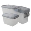 Gloreen 6 Quart Clear Storage Bins with Grey Lid and