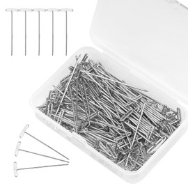 120 Pcs 1Inch T Pins, Sewing Pins, T Pins for Wigs, Wig Pins, Blocking Pins, Stainless Steel Wig T Pins Wig Straight Pins with a Clear Box for Knitting, Crocheting, Modelling and Crafts
