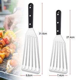 Joyfair Stainless Steel Spatula, Set of 2, Heat Resistant Grill Spatula Set, Fish Turner for Kitchen, Roasting, Turning, Roasting Turner, Metal as a Gift, Riveted Handle & Dishwasher Safe