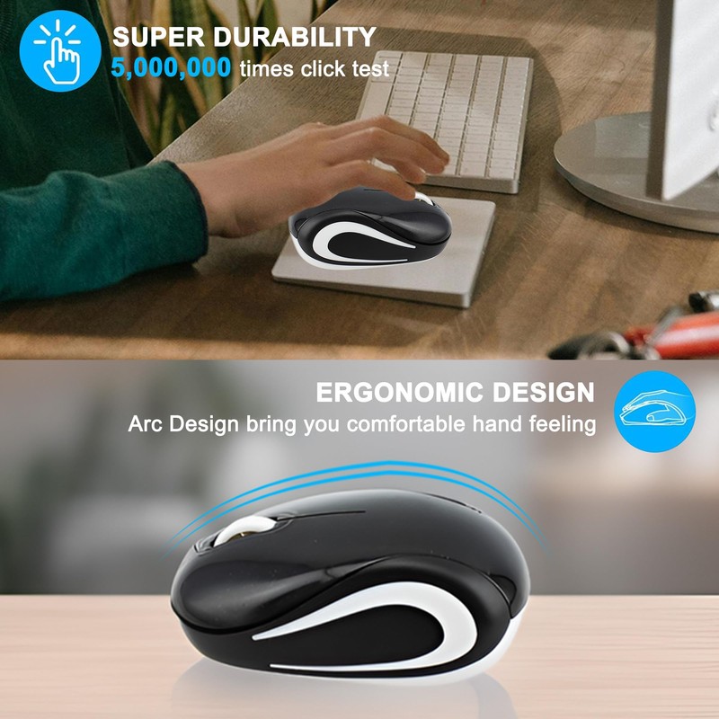 Wireless Mouse Cute Mini Computer Mouse for Laptop-Small Size Pocket
