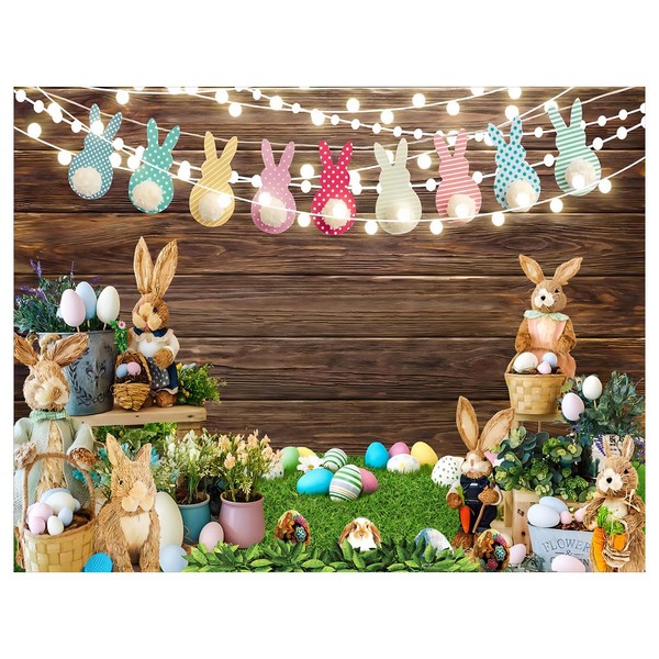 YYNXSY Spring Easter Happy Photography Background Garden Flower Bunny Egg