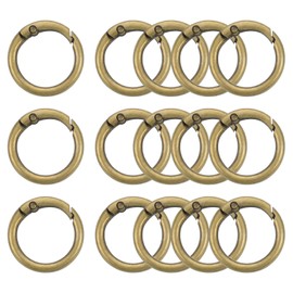 sourcing map 15Pcs Spring O Rings, 3/4"(19mm) ID Zinc Alloy Trigger Round Snap Buckle, DIY Accessories Spring Keyring Buckle for Keychains, Purse and Handbag, Trinkets (Brown)