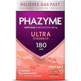 Phazyme Ultra Strength Gas & Bloating Relief | Works in Minutes | 12 Fast Gels