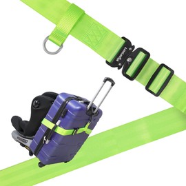 Vigorport Travel Belt, Luggage Strap to Convert Carry-on Luggage into Airport Stroller Carrier, Metal Buckle (Green, 76 Inch／Metal Buckle)