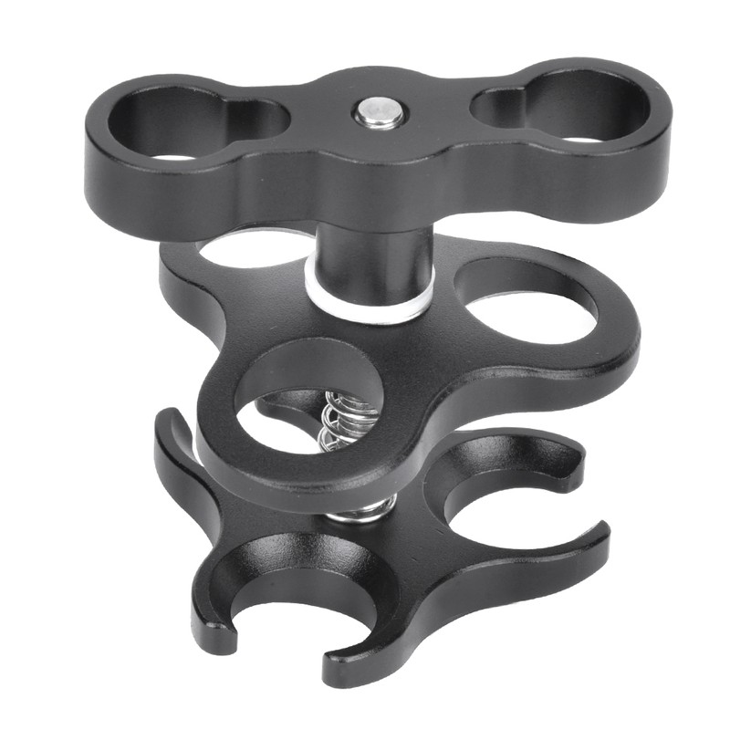 Aluminium Alloy Black Diving Triple Ball Clamp Outdoor Camera Arm