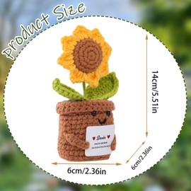 Aruigu Thank You Gifts Positive Sunflower Lucky Charm, Knitted Sunflower Gifts for Friends, Colleagues and Family, Positive Potato German Replacement Series Crochet Gifts