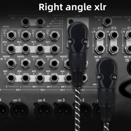 NCGGY Right Angle XLR Cable,2-Pack Adjustable-Angle Male to Straight Female Microphone Cable,Short XLR Microphone Cable 90 Degree Adapter for Mic Mixer, Recording Studio, Podcast-Black 0.3M