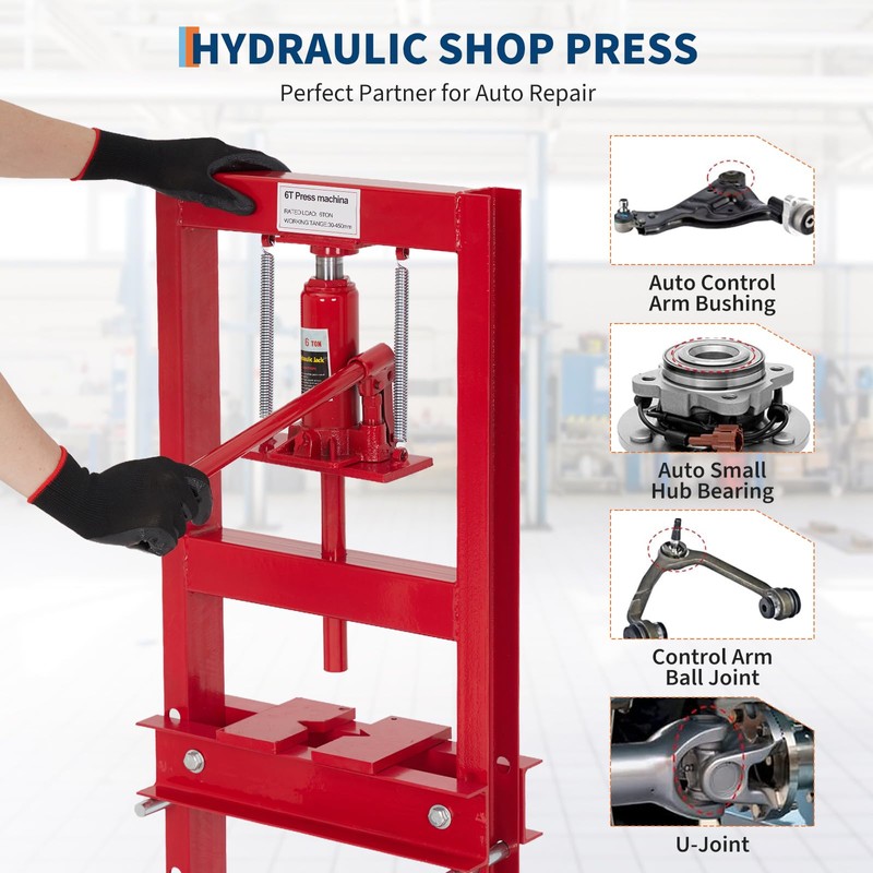 GarveeTech Hydraulic Press, 6 T Heavy Duty H-Frame Garage Floor