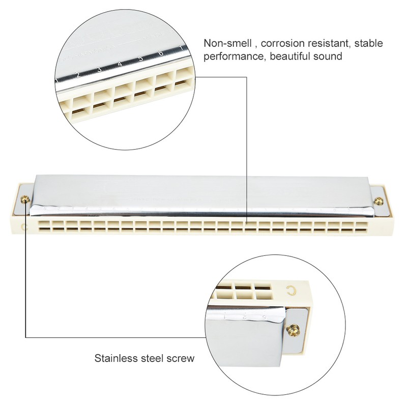 Professional Mouthorgan Harmonica Diatonic Harp C Key Stainless Steel Cover