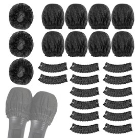 Ginhkok Disposable Microphone Covers, 100 Pcs/50 Pairs Non-Woven Fabric Noise-Proof Microphone Cover Antibacterial Dustproof Noise Proof Splash Proof for Lecture Karaoke (Black)