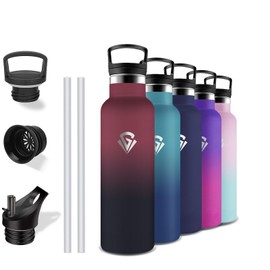 Grsta Stainless Steel Drinking Bottle, 500 ml, Drinking Bottle with Straw, BPA-Free, Leak-Proof, 24 Hours Cold & 12 Hours Warm, Thermos Flask for School, Travel, Camping, Office, Bicycle