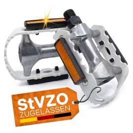 Trekking Pedals with Reflector in Accordance with German Road Traffic Licensing Regulations Aluminium Non-Slip Bicycle Pedal Pair 9/16 Inch Thread for Mountain Bike/E-Bike/Trekking Bike Pedal