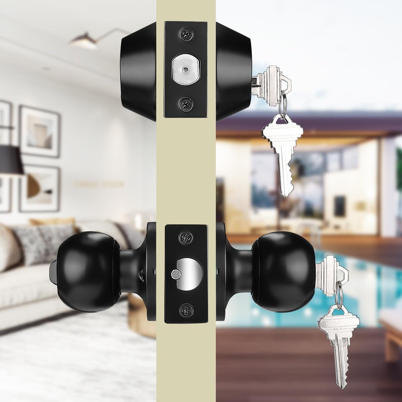 Probrico 1 Pack Door Knob with Double Cylinder Deadbolt Lock