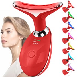 Facial Massager Red-Light-Therapy-for-Face and Neck, Face 𝖲 culpting Wand with 7 Color (Bright Red)