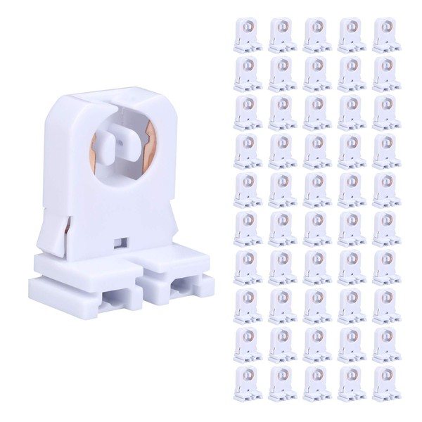 G13 T8 Bi-pin Socket Tombstone Lamp Holder Non-shunted Turn Type JOMITOP for LED Fluorescent Tube Replacement(NO Wire) 50 Pack