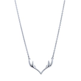 Vanbelle Sterling Silver Jewelry - Rhodium Plated with 925 Stamp - Fashionable Elk Antlers Shape Pendant Necklace for Women and Girls