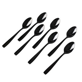 Vababa 8-Piece Black Stainless Steel Coffee Spoons, Mirror Finish Mini Spoon, 5-INCH