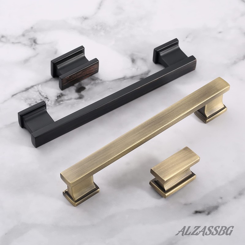 Alzassbg 15 Pack Brushed Antique Brass Cabinet Pulls, 6-1/4 Inch(160mm)