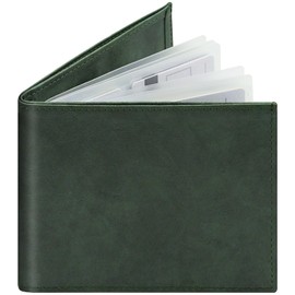 FORYEE Bifold Leather Wallet for Men Women, RFID Minimalist Wallet with 12 Card Slots and Large Cash Compartment, Multifunctional Card Holder with Top Open, Thin & Stylish Photo Album -Green(ZZW)