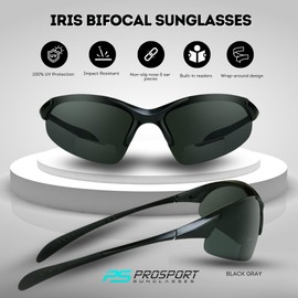 proSPORT Premium Quality Bifocal Reading Sunglasses UV400 Sun Reader Light Weight Wrap Around Sport Golf Cycling 1.50 2.00 2.50 3.00 5