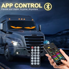 JINRUIHAO 52.4 x 7.6 Inch Large Devil Eyes Light for Windshield, Led Eyes for Truck Windshield, Programmable Eye Led Lights for Truck, Remote & APP Control