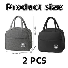 Pack of 2 Cool Bag Small, Mini Cool Bag, Small Cool Bags for On the Go, Cool Bags Small Foldable, Thermal Bag with Foil Lining, Lunch Bag Children, Insulated Bag for School, Office, Picnic (Black +