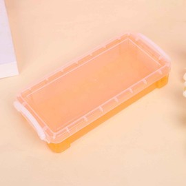 WEZCHUGHAOL Caja de lápiz de plástico, caja crayón translúcido con tapa y botón Snap, Cajas de Lápices de Gran Capacidad, Caja Organizadora de Almacenamiento de Suministros de Oficina (Naranja)