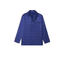 JupiterSecret Men's Silk Pajamas Set Long Sleeve Button-Down Sleepwear With Pockets Blue