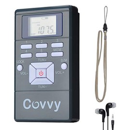 COVVY Portable FM Stereo Radio with Earphone, Mini Pocket Size Digital Tunning FM Transistor Radio for Walking, Running, Jogging (Gray)