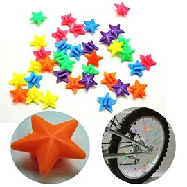 Land-Haus-Shop Spoke Clip Stars Set of 36 Assorted Colours 36 x Spoke Clips Clicker