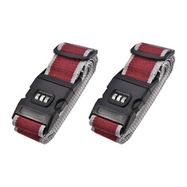 sourcing map Luggage Strap with Buckle Combination Lock 2 m x 5 cm Travel Packing Accessories Red Grey Pack of 2