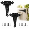 6 Inch Decorative Hammered Tee Hinge, 2 Pack Black Heavy