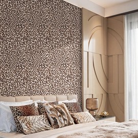 Ismoon 17.5''x78.7'' Leopard Wallpaper Cheetah Print Peel and Stick Wallpaper y2k Room Decor Funky Contact Paper Bathroom Waterproof Bedroom Brown Yellow Self Adhesive Vintage Texture Vinyl Roll