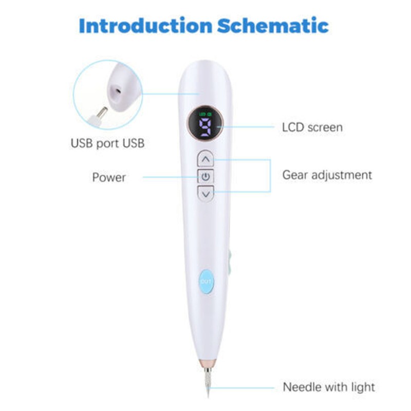 Spot Removing Beauty Pen LED Screen Adjustable 9 Gears Plug