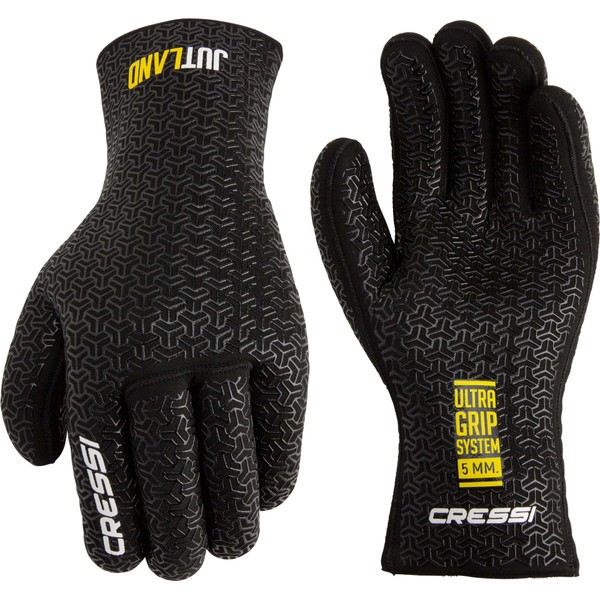 Cressi Unisex Adult Jutland Gloves XL/5 Neoprene Diving Gloves Black 5 mm Ultra Grip System