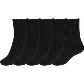 BenSorts Women Winter Warm Boots Socks Solid Colors Socks Comfy Cozy Crew Socks Gifts 5 Pairs Pack Black