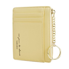 Prometheism Tarjetero delgado de piel para mujer, portafolios pequeña con llavero, Azul, Pequeño, Minimalista