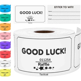 Tacticai 250 Raffle Tickets, White (1 of 8 Colors), Raffle Cards, Entry Form with Name, Phone & Email for Events, Fundraiser & Prizes