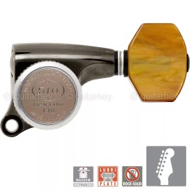 Gotoh NEW Gotoh SGS510Z-P8 MGT 6 in line Set LOCKING w/ AMBER Buttons - COSMO BLACK