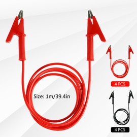 8PCS Silicone Alligator Clips 3.3 Ft, 14 Gauge 1500V 15A Jumper Wires Alligator Clips Dual Ended 39"/ 1m Test Leads Set, Test Flexible Wire Cable with Protective Insulator Clamps