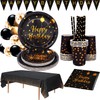 Black and Gold Party Supplies - Birthday Party Cutlery Black